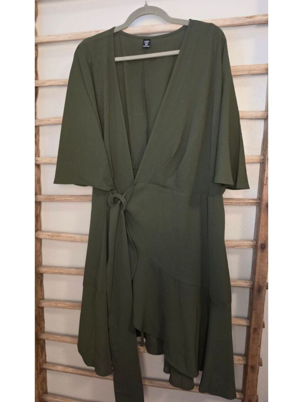 Shein Curve Olive Green Wrap Dress 2XL